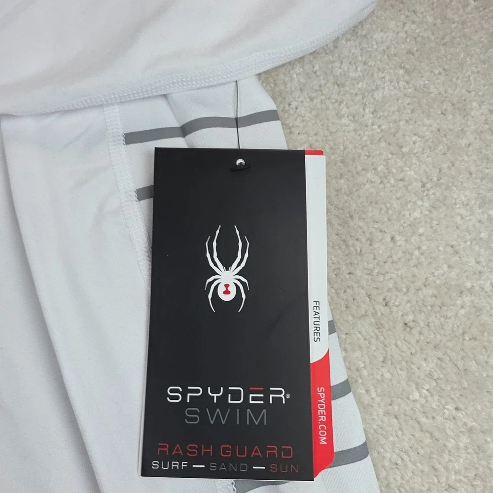 Spyder Swim Rash Guard T-Shirt Mens XL White UPF 30+ Surf Sun Long Sleeve NWT